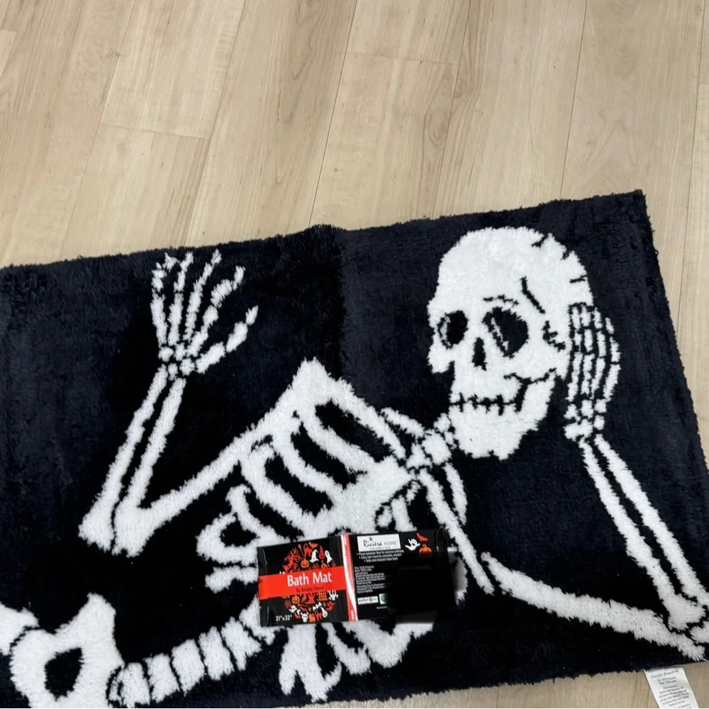 Skeleton Bath Mat in Black and White